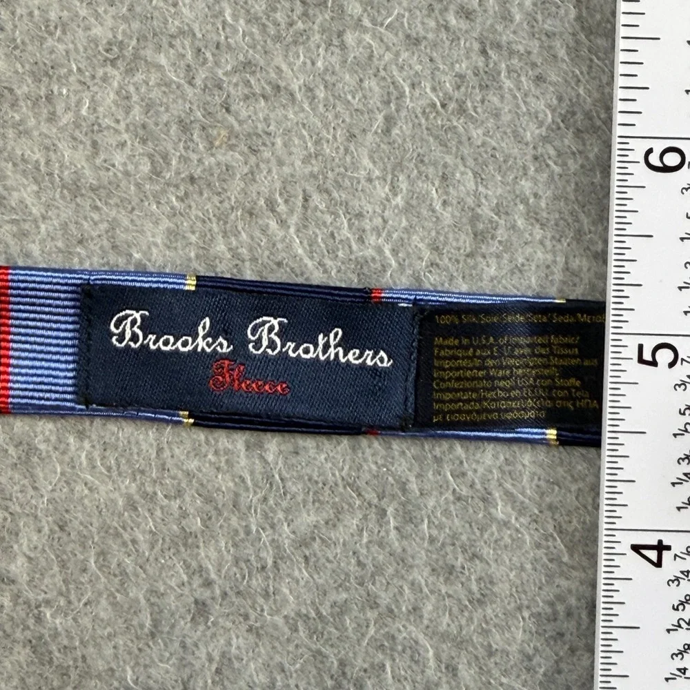 Brooks Brothers Fleece Boys Silk Bow Tie Navy Blue Repp Stripe Pre-Tied 10-14